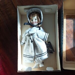 Vintage Shirley Temple Doll in Gray Outfit